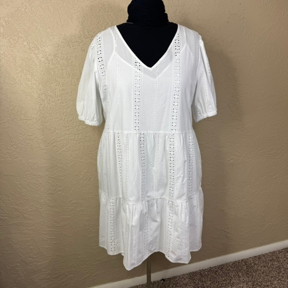 White Eyelet Midi Dress Womens 22 XXXL Bridal Bachelorette LWD Summer Graduation